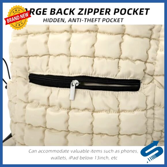 Quilted Puffer Backpack Lightweight Drawstring Daypack Travel Hiking main image 5